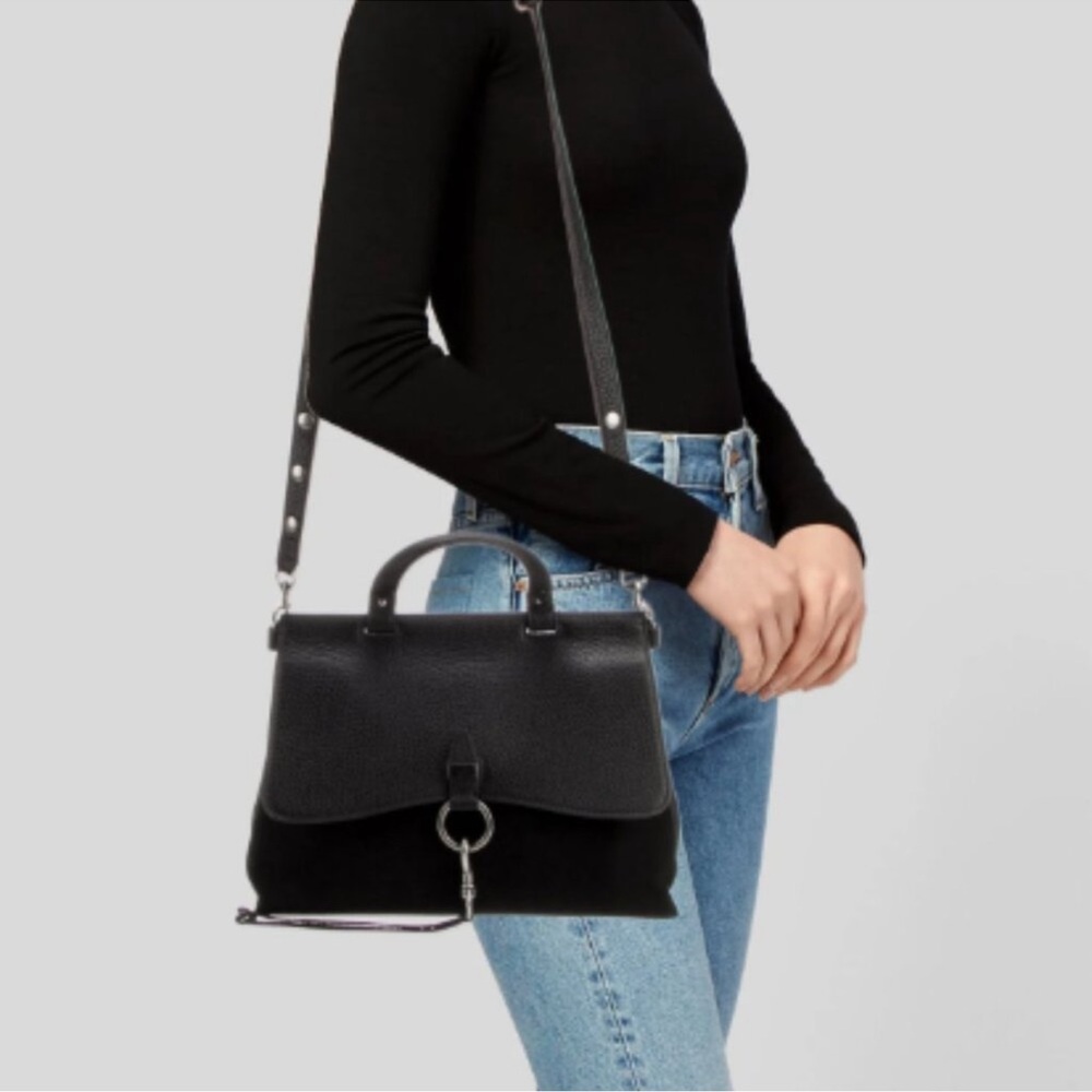 Rebecca Minkoff Black Leather and Suede Crossbody Bag
